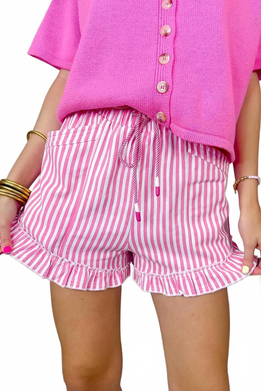NEW &MERCI women's sally seaside striped shorts in pink